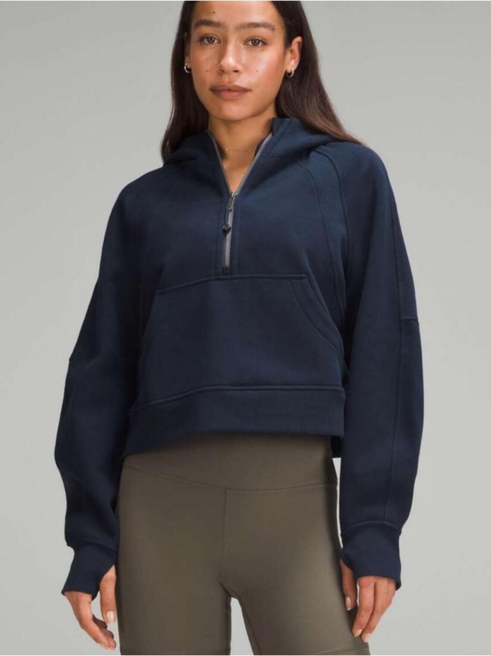 lululemon athletica Navy Half-Zip Hoodie (Pre-Owned)